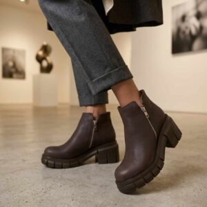 Sydney | Botinetas de Cuero con Base - Brandy Shoes