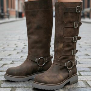 Burdeos | Botas Gamuzadas con Hebillas - Brandy Shoes