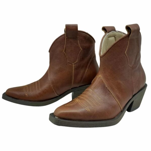 Belisa | Botinetas Texanas de Cuero - Brandy Shoes