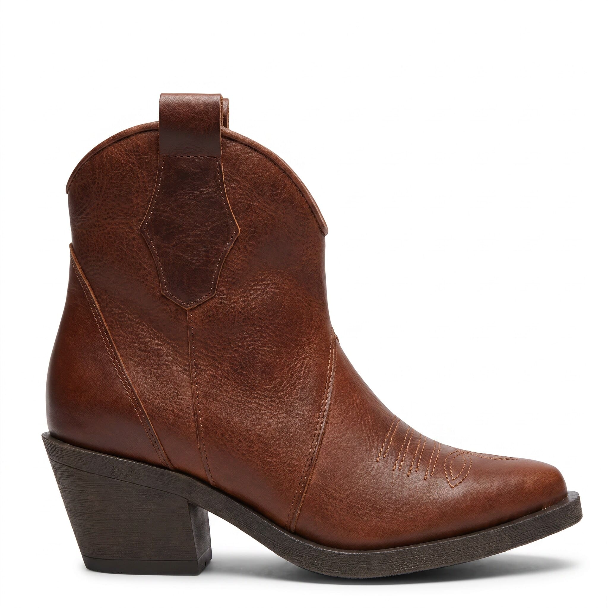 Belisa | Botinetas Texanas de Cuero - Brandy Shoes