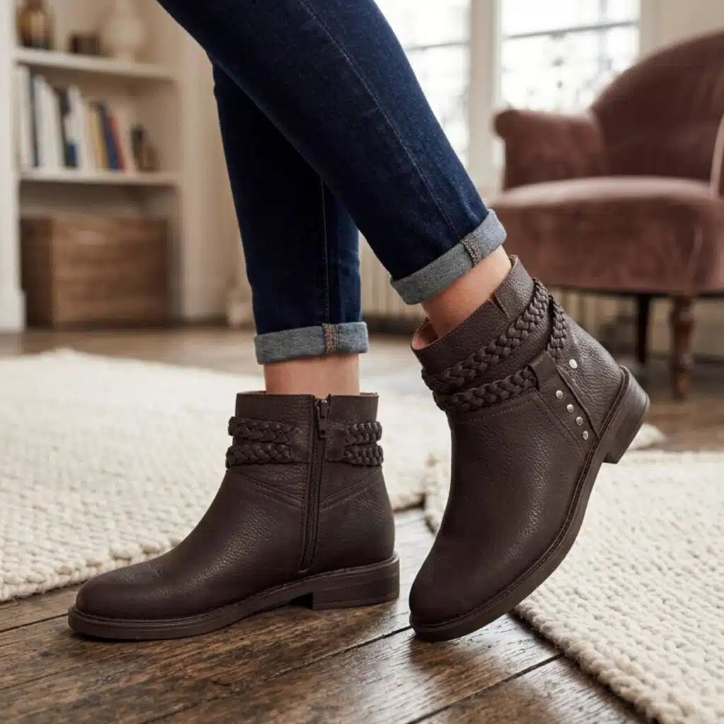 Chloé | Botinetas de Cuero con Trenza - Brandy Shoes