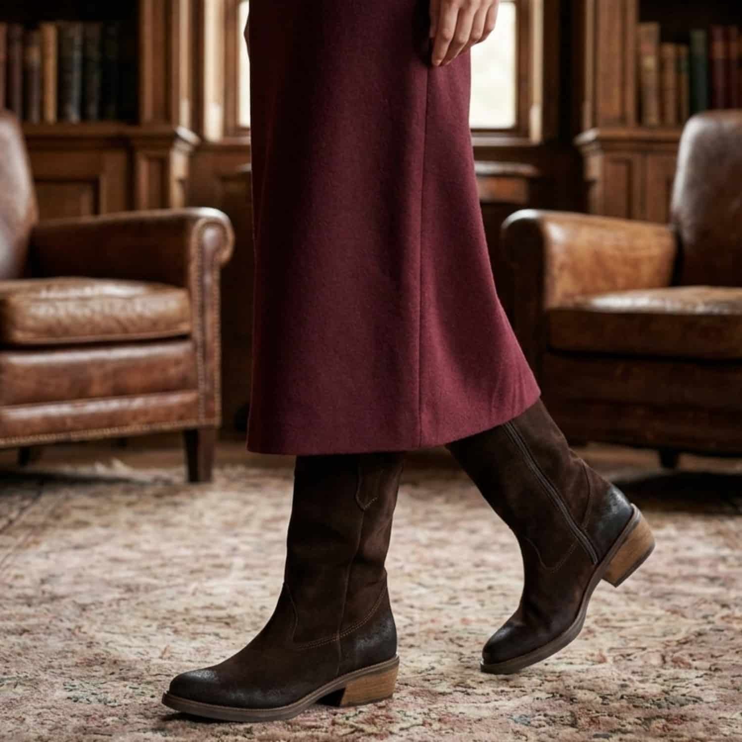 Jimena | Botas Texanas Gamuzadas - Brandy Shoes