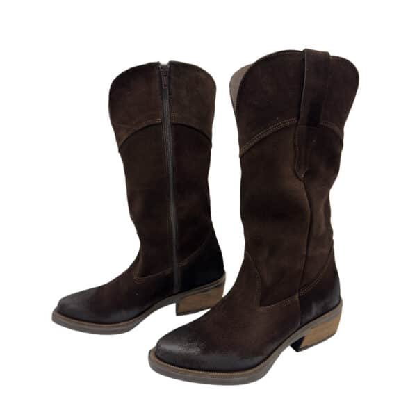 Jimena | Botas Texanas Gamuzadas - Brandy Shoes