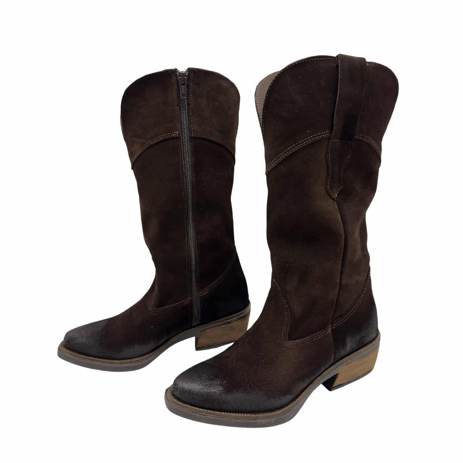 Jimena | Botas Texanas Gamuzadas - Brandy Shoes