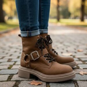 Ágata | Borcegos de Cuero con Hebillas - Brandy Shoes