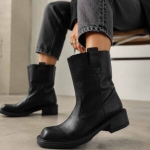 Celia | Botinetas de Cuero con Punta Cuadrada - Brandy Shoes
