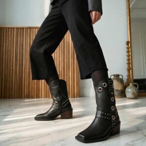Palermo | Botas de Cuero con Tachas - Brandy Shoes