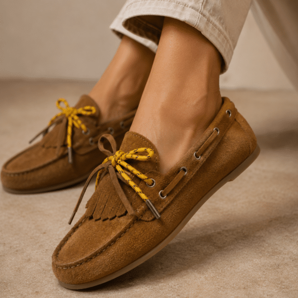 Lucía | Mocasines de Gamuza con Cordones - Brandy Shoes