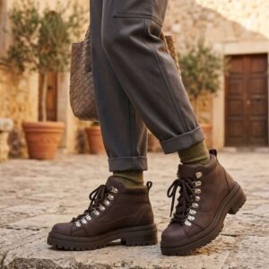 Munich | Borcegos de Cuero con Ganchos Alpinos - Brandy Shoes