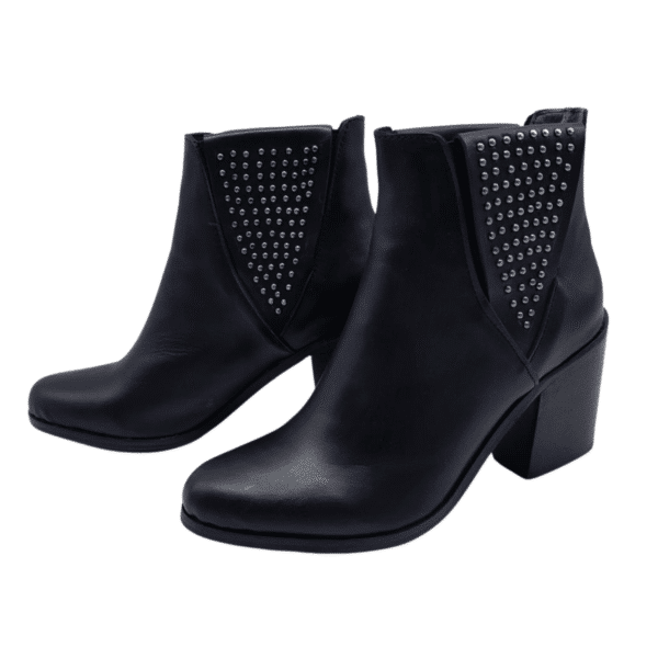 Amelie | Botinetas de Cuero con Tachas y Taco de Folia - Brandy Shoes
