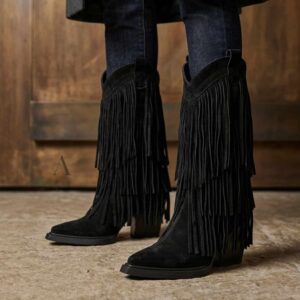 Brigitte | Botas de Gamuza con Flecos - Brandy Shoes