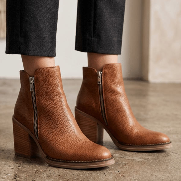 Nantes | Botinetas de Cuero Vacuno con Taco de Folia - Brandy Shoes