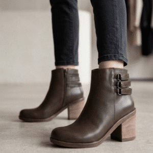 Violeta | Botinetas de Cuero y Reptil Combinado - Brandy Shoes