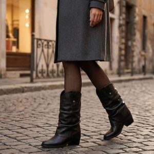 Malena | Botas Texanas de Cuero Antideslizantes - Brandy Shoes
