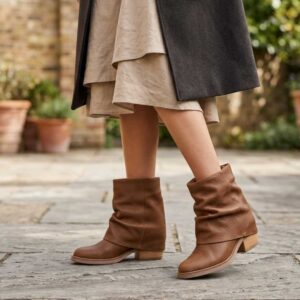 Vivienne | Botinetas de Cuero Taco Medio - Brandy Shoes