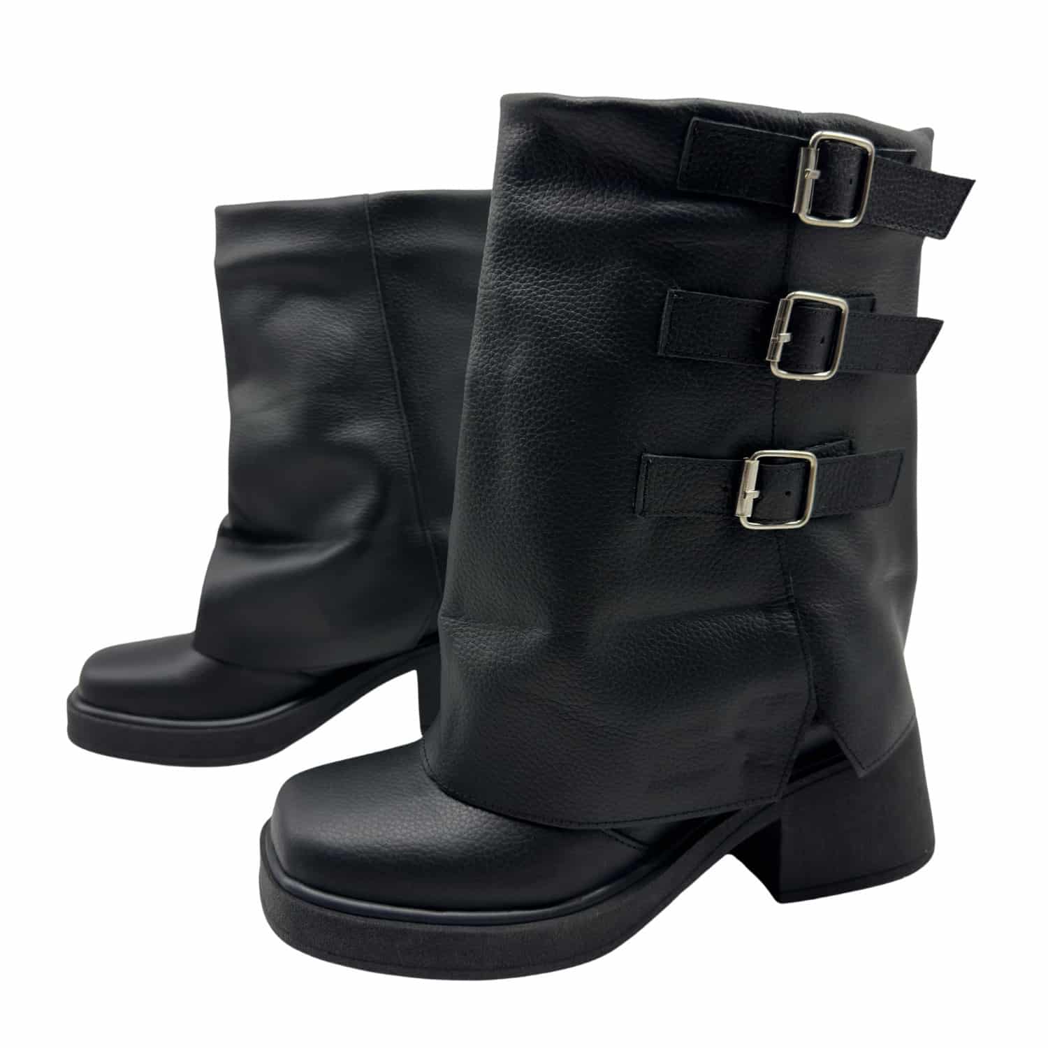 Petra | Botinetas de Cuero con Hebillas - Brandy Shoes
