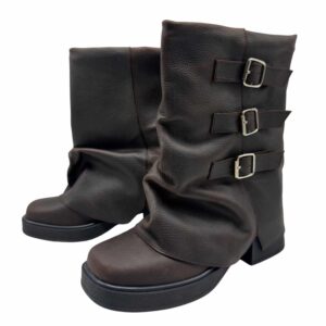 Petra | Botinetas de Cuero con Hebillas - Brandy Shoes