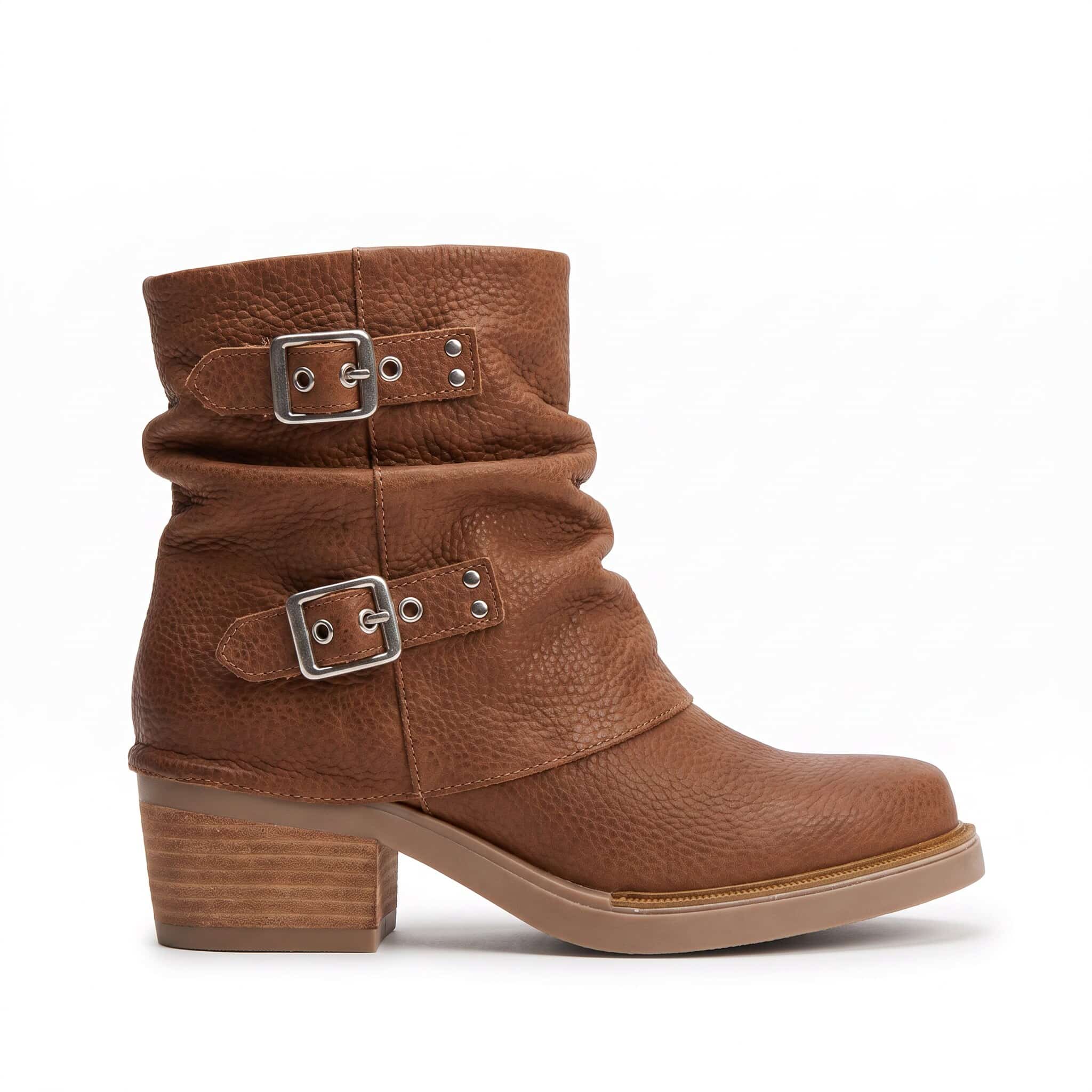 Abril | Botinetas de Cuero Base Goma - Brandy Shoes