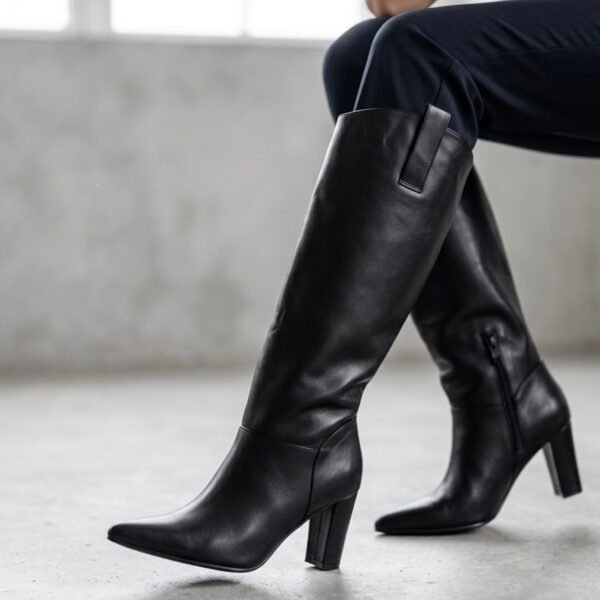 Bianca | Botas de cuero taco palo