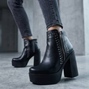 Milos | Botinetas de Cuero con Taco - Brandy Shoes