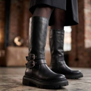 Josefina | Botas de Cuero Taco Bajo - Brandy Shoes
