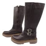 Josefina | Botas de Cuero Taco Bajo - Brandy Shoes