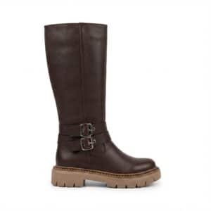 Josefina | Botas de Cuero Taco Bajo - Brandy Shoes