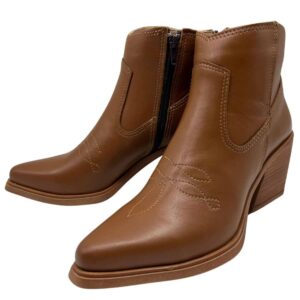 Meli | Botinetas de Cuero con Taco - Brandy Shoes