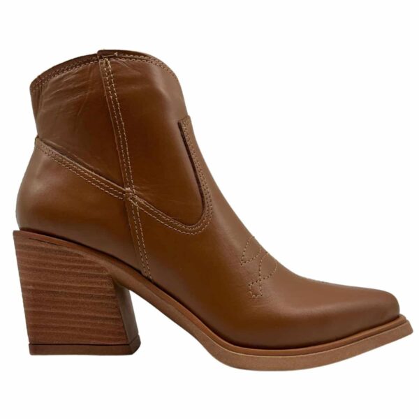 Meli | Botinetas de Cuero con Taco - Brandy Shoes