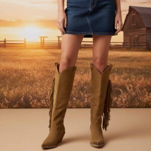 Mónaco | Botas de Gamuza con Flecos - Brandy Shoes