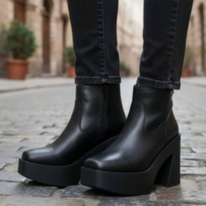 Navia | Botinetas de Cuero con Plataforma - Brandy Shoes