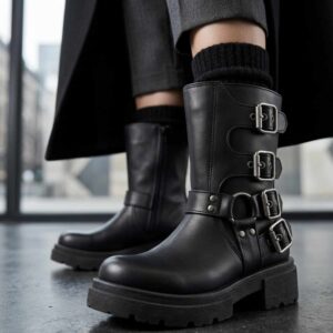 Nicole | Botinetas de Cuero con Hebillas - Brandy Shoes
