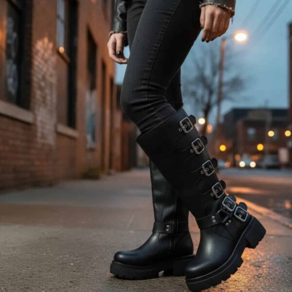 Griselda | Botas de Cuero con Hebillas - Brandy Shoes