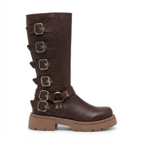Griselda | Botas de Cuero con Hebillas - Brandy Shoes