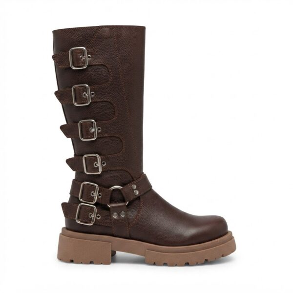 Griselda | Botas de Cuero con Hebillas - Brandy Shoes
