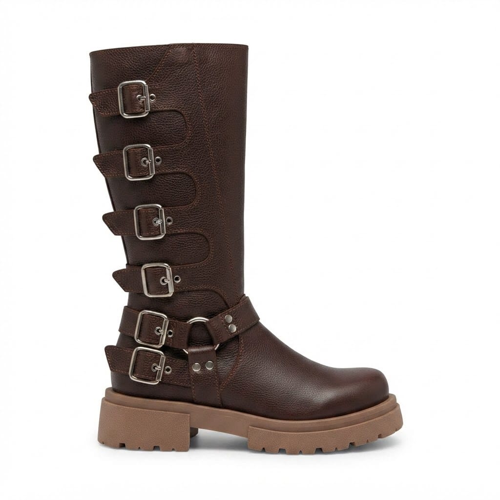 Griselda | Botas de Cuero con Hebillas - Brandy Shoes