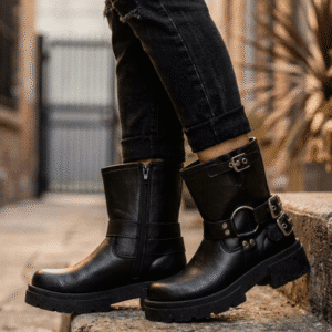 Roma SA | Borcegos de Cuero Ecológico con Hebillas - Brandy Shoes