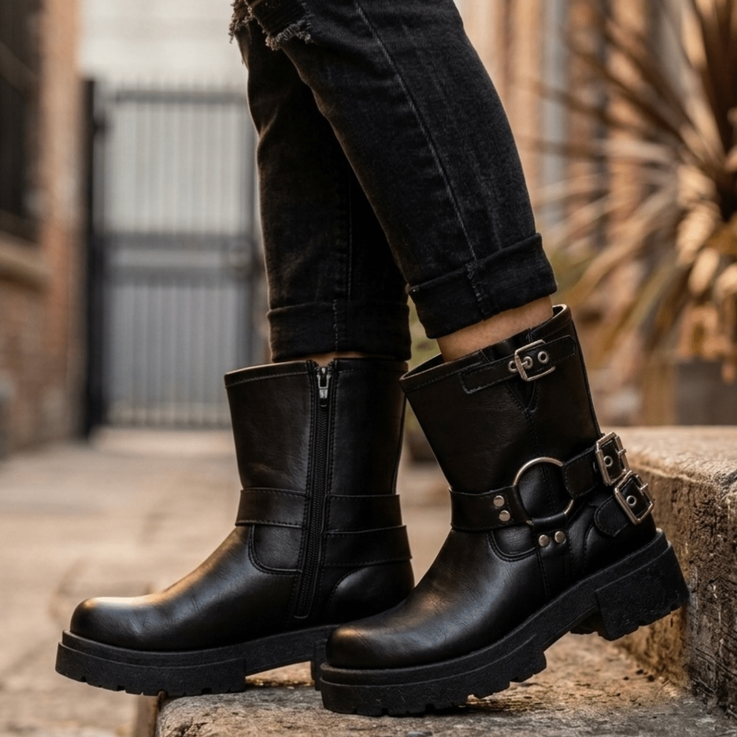 Roma SA | Borcegos de Cuero Ecológico con Hebillas - Brandy Shoes